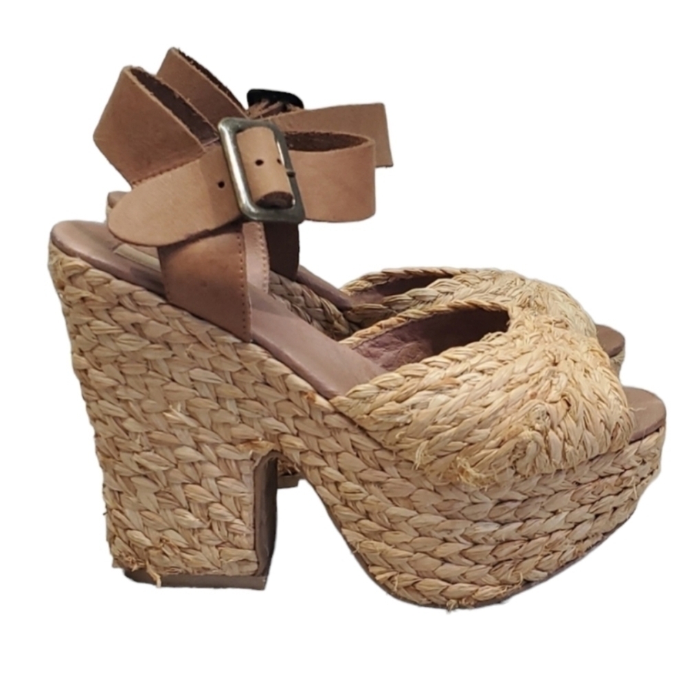 MLE Mia Limited Edition Womens Y2K Espadrille Sandals Heels shoes sz 9B